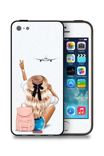 Tolwak جراب حماية لهاتف Apple iPhone 5/5s/SE - فتاة تحب السفر