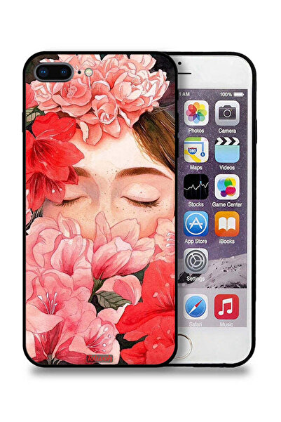 Tolwak جراب حماية لجهاز Apple iPhone 7 Plus بتصميم وجه فتاة مختبئة بين الزهور