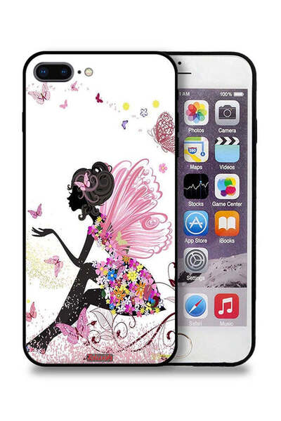 Tolwak غطاء حماية لجهاز آيفون 7 بلس من آبل، رسم فتاة الفراشة