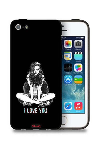 Tolwak جراب حماية لجهاز Apple iPhone 5/5s/SE مطبوع عليه عبارة "أحبك"