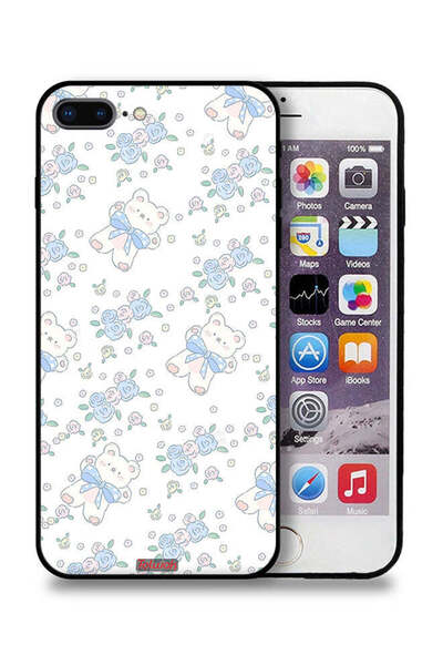 Tolwak جراب حماية لجهاز Apple iPhone 7 Plus مع أيقونة دب تيدي لطيف وزهور