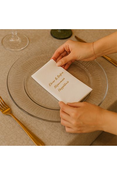 HANOVA CREATİVE Printed Promise Wedding Engagement Birthday Special Day Napkin Presentation Napkin 20 Pieces