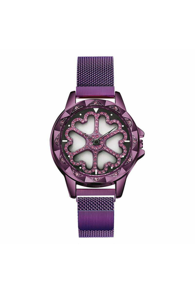 MBrands Ceas de damă Sanda, cadran în formă de inimă, brățară milaneză rotativă la 360 de grade, închidere magnetică