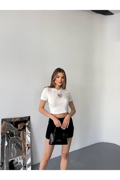 KECHİ WOMAN Women's Stoned Heart Crop