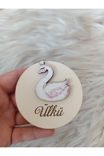 Doğrukan Hediyelik Kuğu Figürlü Ahşap Yenidoğan Doğum Günü Magnet Hediyelik D...