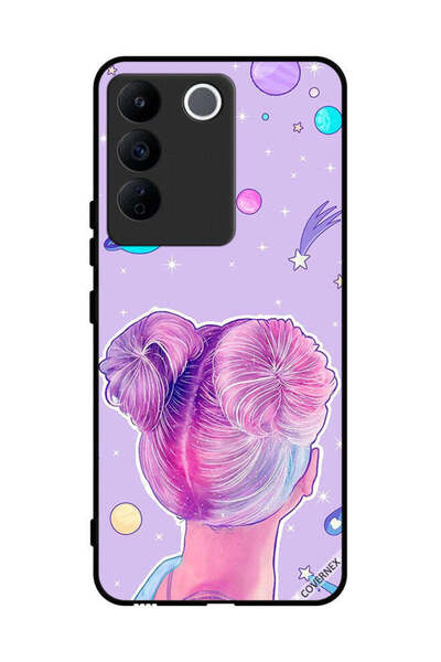 Covernex غطاء حماية لهاتف فيفو S16e - فن الفتاة ونجوم الفضاء