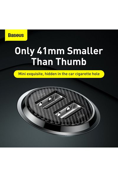Baseus Încărcător auto, USB dual, iluminare de fundal LED, 5V, 3.1A, CCALL-ML02 - Alb