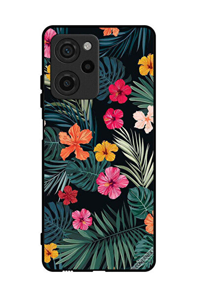 Covernex غطاء حماية لهاتف شاومي بوكو X5 برو - زهور متعددة الألوان وريش أخضر داكن