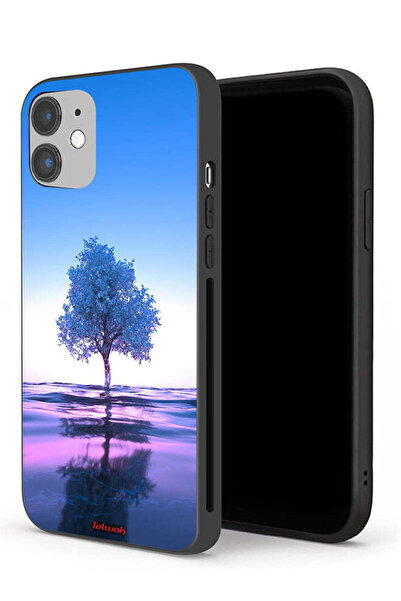 Tolwak جراب حماية لجهاز Apple iPhone 12 mini بتصميم شجرة نيون وانعكاس جسم مائ...