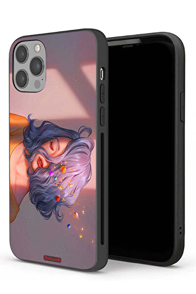Tolwak جراب حماية لجهاز Apple iPhone 12 Pro بتصميم فتاة وفن الفضاء
