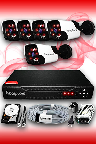 Bayicam 5 Kameralı Panda 5 Dış Kamera Set 500 Gb Hdd Full Hd Gece Görüşlü Güv...
