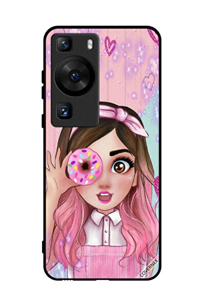 Covernex غطاء حماية لهاتف هواوي بي 60 - رسم فتاة محبة للدونات
