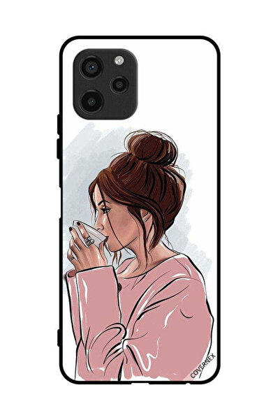 Covernex غطاء حماية لهاتف هواوي إنجوي 50z، رسم فتاة تشرب الشاي