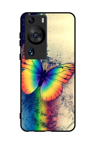 Covernex غطاء حماية لهاتف هواوي بي 60 برو بتصميم فراشة قوس قزح عتيقة