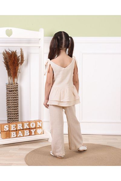 Serkon Girl's Strap Blouse Muslin Set Ser-0853