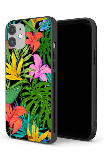 Tolwak جراب حماية لجهاز Apple iPhone 12 mini بنقشة زهور استوائية وأوراق الشجر