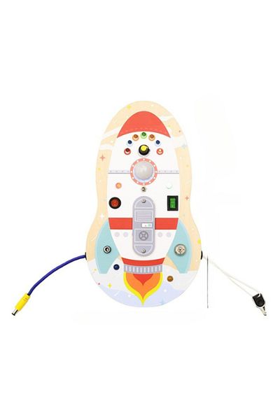 Generic Rocket Busy Board for Toddlers – Montessori Wooden Sensory Toy for Kids Age 3+