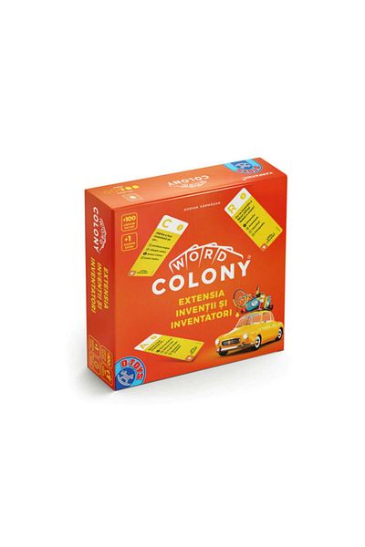 D-Toys Word Colony board game Inventions and Inventors, 100 playing cards, 1 player extension, RO Edition