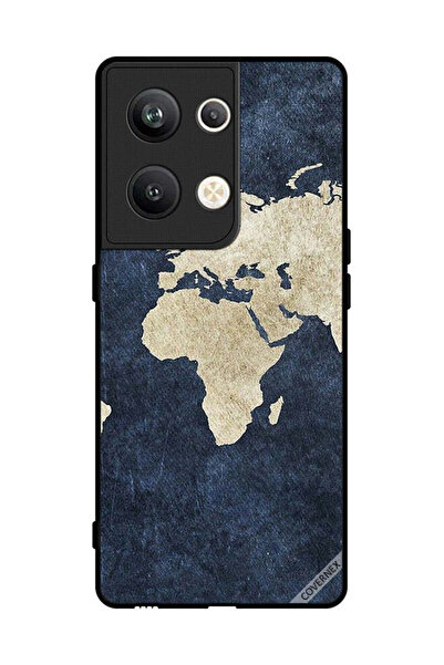 Covernex غطاء حماية لهاتف Oppo Reno 9 Pro Plus بنمط خريطة على الجينز