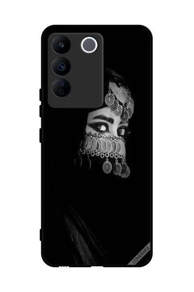 Covernex غطاء حماية لهاتف Vivo V27e، فتاة ذات عيون جميلة ووجه مزين بالمجوهرات