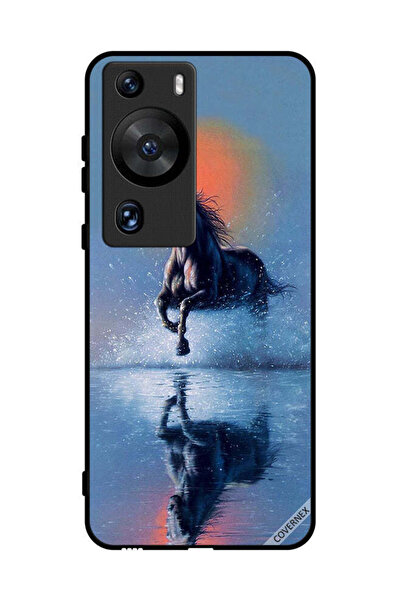 Covernex غطاء حماية لهاتف هواوي بي 60 برو - رسمة حصان يركض في الماء