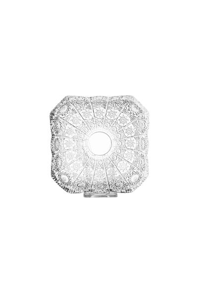 Dania Clear and engraved glass square serving plate, multi-purpose, size 17*17 cm