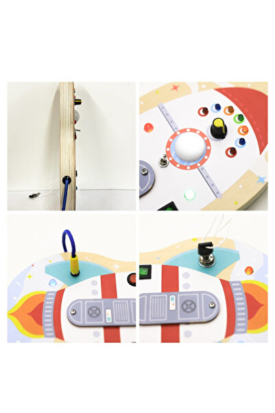 Generic Rocket Busy Board for Toddlers – Montessori Wooden Sensory Toy for Kids Age 3+