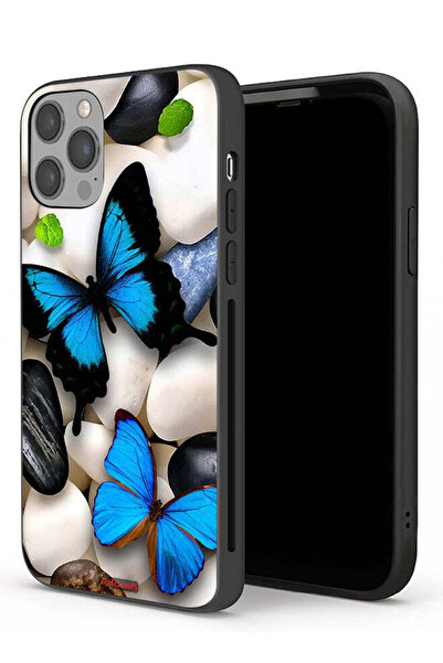 Tolwak غطاء حماية لجهاز Apple iPhone 12 Pro Max بنقشة فراشات على الحجارة