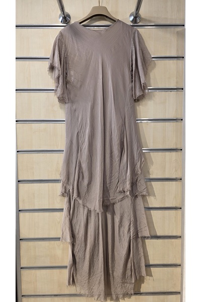 Park Moda Ιταλικό μεταξωτό φόρεμα με λεπτομέρεια παγιέτα με λαιμόκοψη V