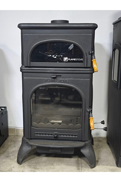 flamestove FS-024-AK MODENA LÜX OVEN ALTTAN KÜLLÜKLÜ 3 CAMLI KUZİNELİ DÖKÜM SOBA