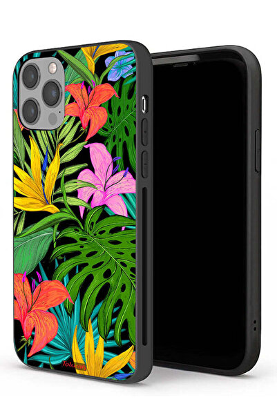 Tolwak جراب حماية لجهاز Apple iPhone 12 Pro بنمط زهور استوائية وأوراق الشجر