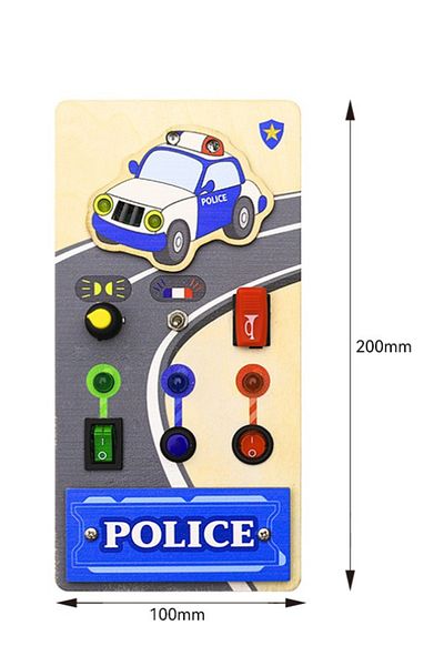 Generic Police Car Busy Board for Toddlers – Wooden Sensory Activity Board for Kids Age 3+