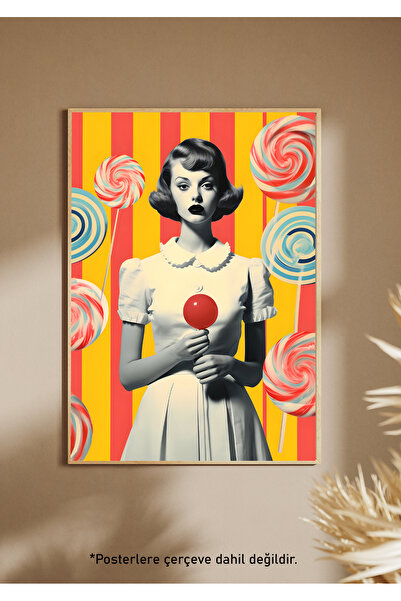 One Little Happiness Αφίσα CANDY GIRL Αισθητική αφίσα τοίχου, αφίσα χωρίς πλα...