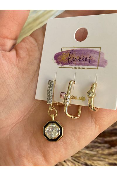 Lucios Vip Diamond Monture Triple Earring Set