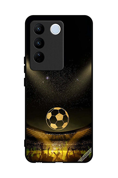 Covernex غطاء حماية لهاتف Vivo V27، خلفية فيلم كرة قدم كلاسيكية باللون الأسود