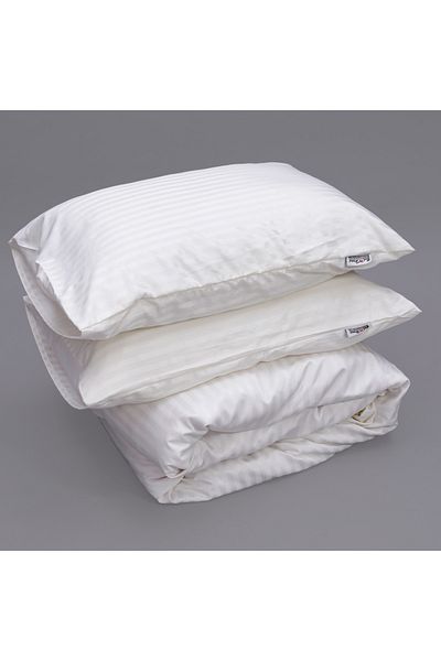 Bed N Home SA Duvet cover set, 100%Egyptian cotton, 350TC, Stripe, 1cm, White ,2pillowcases, 240×260cm