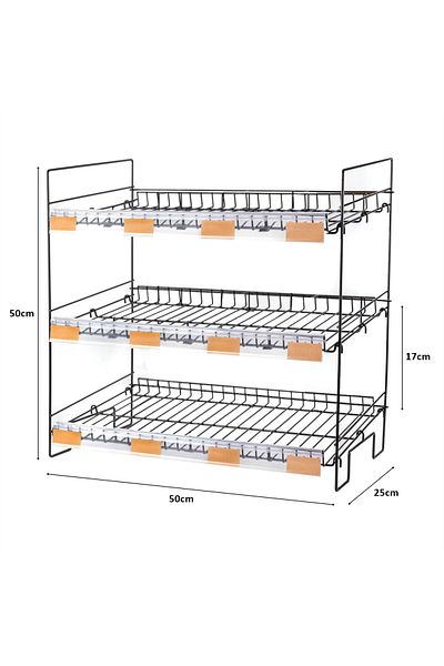 relaxstand Suport de sârmă cu 3 niveluri 50x25 - Suport de afișare a produselor și organizator de rafturi |   Display pentru piață, magazin de alimente, farmacie