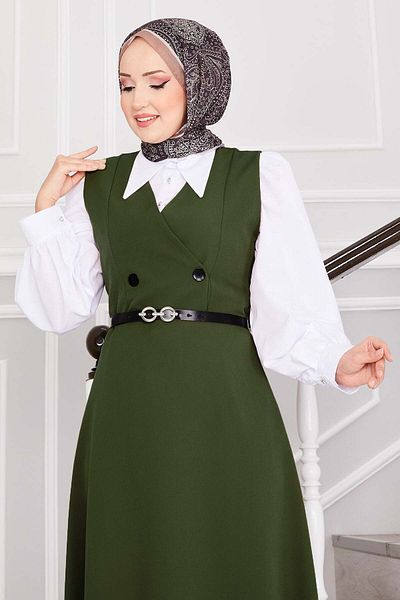 EBRUTESETTÜR Button Detailed Belted Hijab Gilet