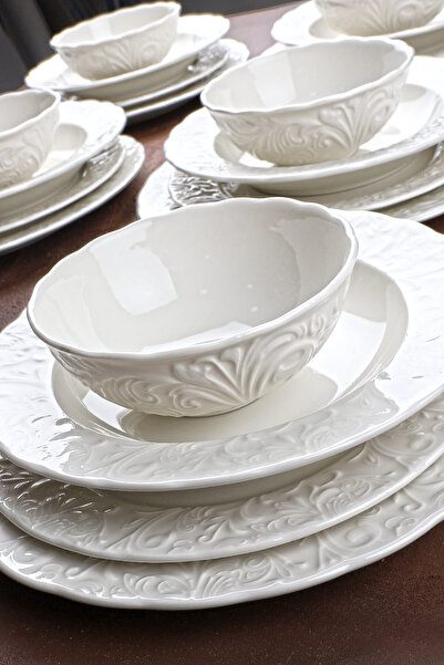 Porselen Diyarı Bianca 24 Parça 6 Kişilik Porselen Yemek Takımı & Yemek Seti