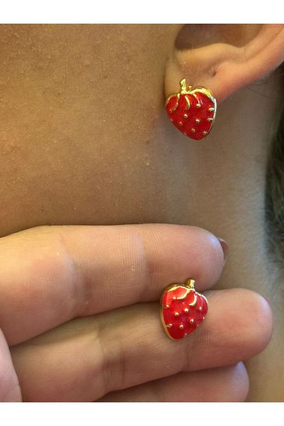Gönülden Tasarım Red Strawberry Earrings Women's Earrings