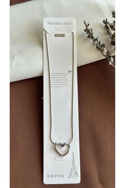 staınless steel Kalp Düğümlü Çelik Gümüş Kolye