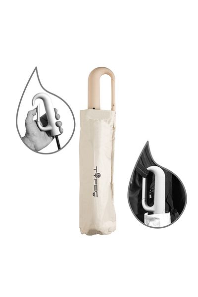 typecase Typec automatic folding umbrella, 115 cm, handle with large buckle, wind and water resistant, cream
