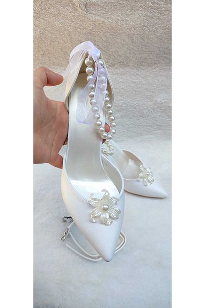 Berush Bride Women's Iris Flowered Pearl Heels 👠   Evening Dress Shoes
