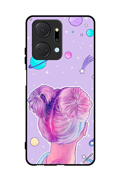 Covernex غطاء حماية لهاتف Honor X7a برسومات فتاة ونجوم الفضاء