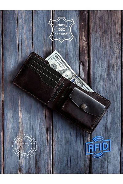 Kalkan deri Handmade Genuine Italian Leather Men's Wallet – with Coin and Cash Compartment
