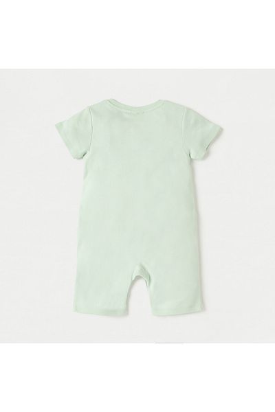 Juniors Monster Print Romper With Short Sleeves And Button Closure