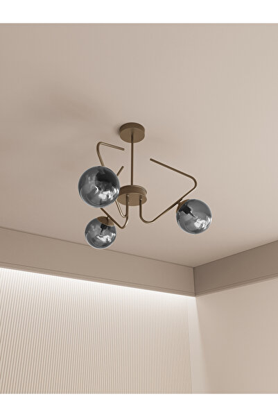 avizade Lunor 3’lü Eskitme Avize - Modern Salon Mutfak Aydınlatma - Füme Caml...