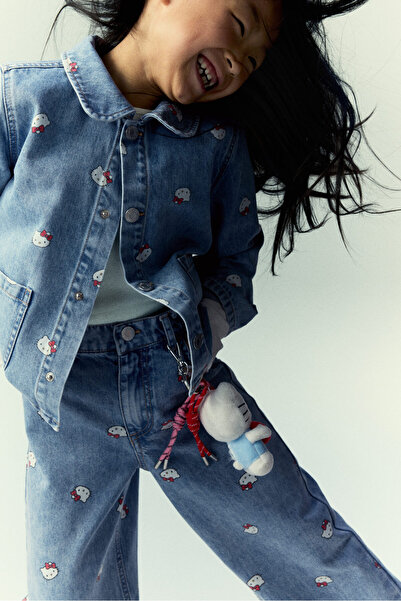 H&M Wide Leg Jeans Baskılı