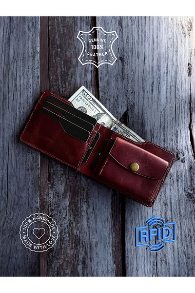 Kalkan deri Handmade Genuine Italian Leather Men's Wallet – with Coin and Cash Compartment