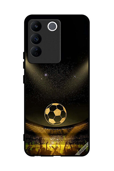 Covernex غطاء حماية لهاتف Vivo V27e، خلفية فيلم كرة قدم كلاسيكية باللون الأسود